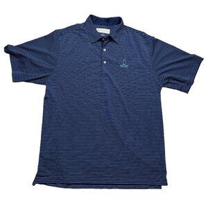 Donald Ross Navy Blue Striped Golf Golfing Polo Shirt Old Head Golf Links XLarge